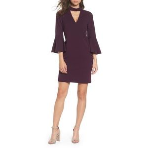 Eliza J Purple Choker Bell Sleeve Shift Night Out Dress